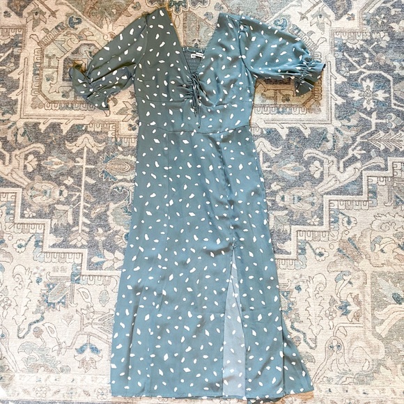 Abercrombie Green Pattern Midi Dress XXSP - Picture 2 of 6